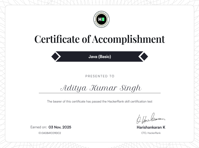 Java (Basic) Certificate