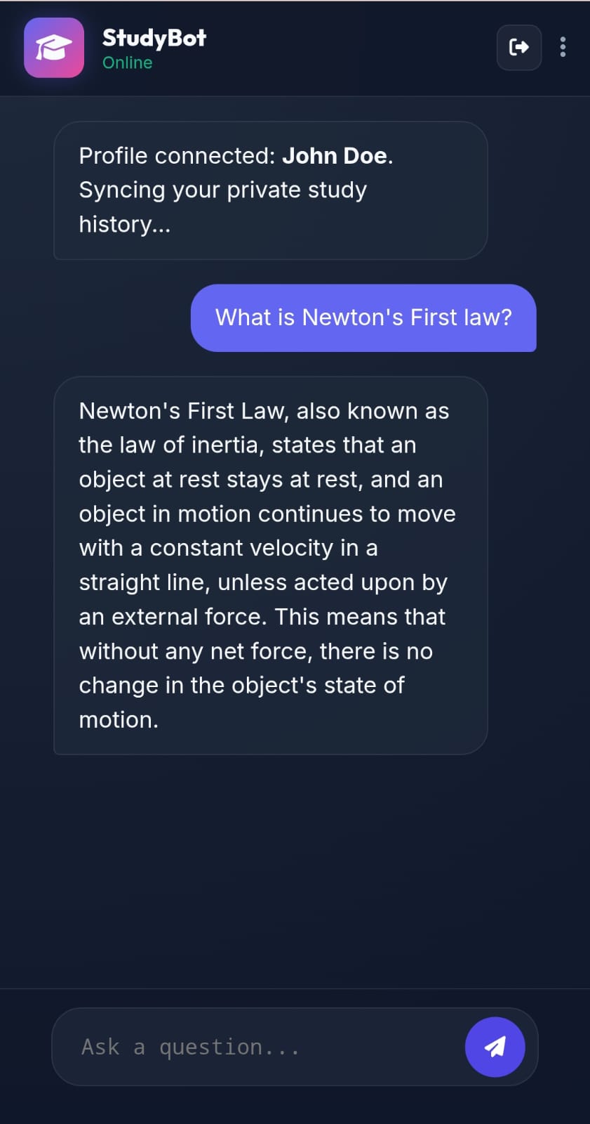 StudyBot - Intelligent AI Learning Companion Screenshot